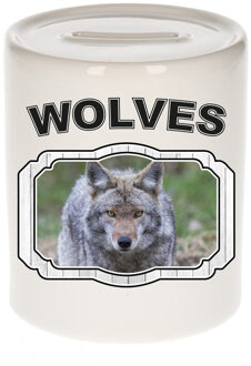 Bellatio Decorations Dieren wolf spaarpot - wolves/ wolven spaarpotten kinderen 9 cm Multi