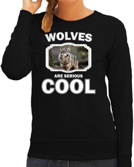 Bellatio Decorations Dieren wolven sweater zwart dames - wolfs are serious cool trui - cadeau sweater wolf/ wolven liefhebber 2XL