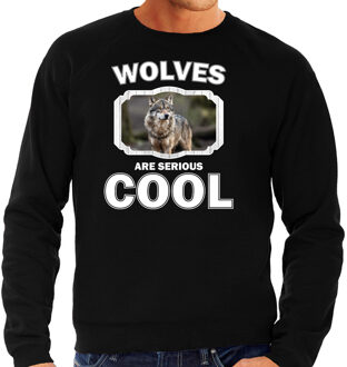 Bellatio Decorations Dieren wolven sweater zwart heren - wolfs are serious cool trui - cadeau sweater wolf/ wolven liefhebber 2XL