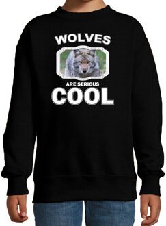 Bellatio Decorations Dieren wolven sweater zwart kinderen - wolves are serious cool trui jongens/ meisjes - cadeau wolf/ wolven liefhebber 12-13 jaar (152/164)