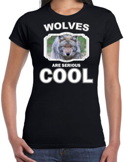 Bellatio Decorations Dieren wolven t-shirt zwart dames - wolves are serious cool shirt - cadeau t-shirt wolf/ wolven liefhebber 2XL