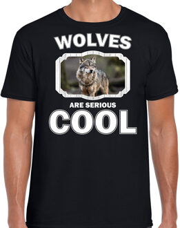 Bellatio Decorations Dieren wolven t-shirt zwart heren - wolfs are serious cool shirt - cadeau t-shirt wolf/ wolven liefhebber 2XL