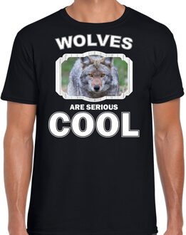 Bellatio Decorations Dieren wolven t-shirt zwart heren - wolves are serious cool shirt - cadeau t-shirt wolf/ wolven liefhebber 2XL