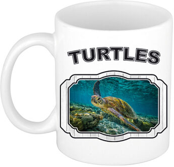 Bellatio Decorations Dieren zee schildpad beker - turtles/ schildpadden mok wit 300 ml