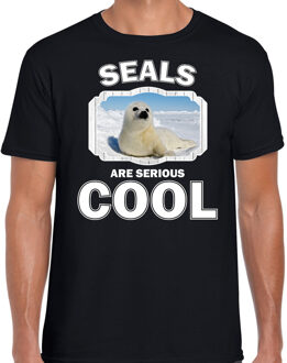 Bellatio Decorations Dieren zeehonden t-shirt zwart heren - seals are serious cool shirt - cadeau t-shirt witte zeehond/ zeehonden liefhebber 2XL