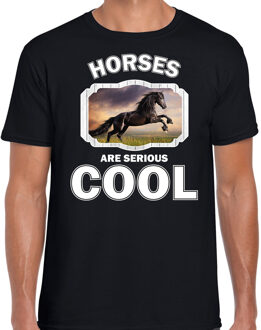 Bellatio Decorations Dieren zwart paard t-shirt zwart heren - horses are cool shirt