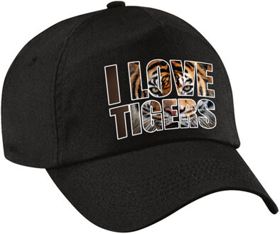 Bellatio Decorations Dierenpet / natuurliefhebber cap I love tigers / Siberische tijger zwart voor jongens en meisjes - Verkleedhoofddeksels