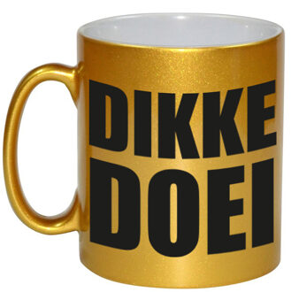 Bellatio Decorations Dikke doei afscheids cadeau mok - goud - 300 ml keramiek - feest mokken Goudkleurig