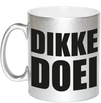 Bellatio Decorations Dikke doei afscheids cadeau mok - zilver - 300 ml keramiek - feest mokken Zilverkleurig