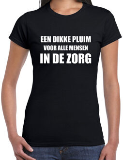 Bellatio Decorations Dikke pluim voor mensen in de zorg t-shirt zwart voor dames 2XL