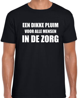 Bellatio Decorations Dikke pluim voor mensen in de zorg t-shirt zwart voor heren 2XL