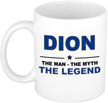 Bellatio Decorations Dion cadeau mok - man myth legend - naam koffiemok - 300 ml - collega - vaderdag Donkerblauw