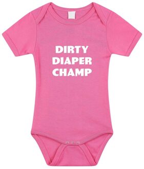 Bellatio Decorations Dirty Diaper Champ tekst baby rompertje roze meisjes - Kraamcadeau - Babykleding 56 (1-2 maanden)