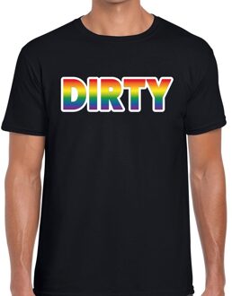 Bellatio Decorations Dirty regenboog gay pride shirt zwart voor heren 2XL