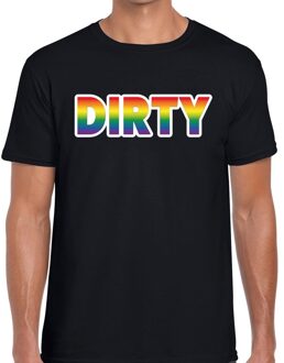Bellatio Decorations Dirty regenboog gay pride shirt zwart voor heren