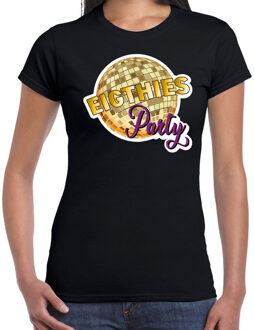 Bellatio Decorations Disco eighties party feest t-shirt zwart voor dames 2XL