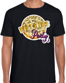 Bellatio Decorations Disco eighties party feest t-shirt zwart voor heren 2XL