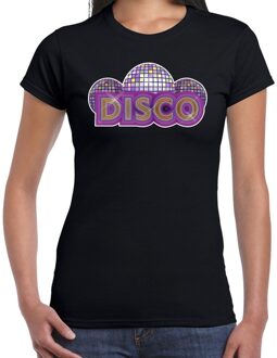 Bellatio Decorations Disco feest verkleedkleding t-shirt - zwart - voor dames - eighties - seventies