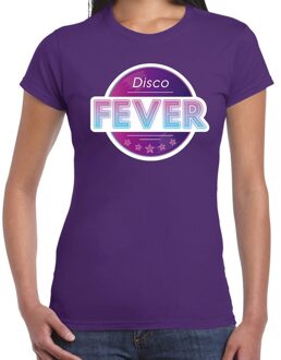 Bellatio Decorations Disco fever feest t-shirt paars voor dames 2XL