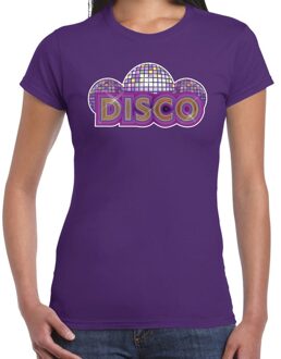 Bellatio Decorations Disco fun t-shirt paars voor dames 2XL