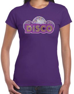 Bellatio Decorations Disco fun t-shirt paars voor dames