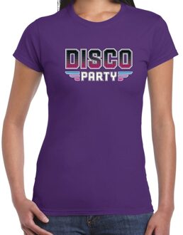 Bellatio Decorations Disco party feest t-shirt paars voor dames