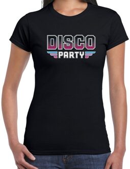 Bellatio Decorations Disco party feest t-shirt zwart voor dames