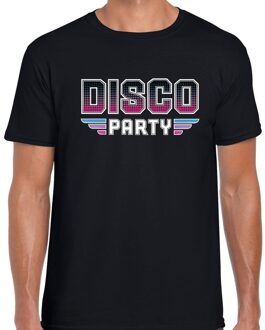 Bellatio Decorations Disco party feest t-shirt zwart voor heren 2XL