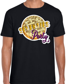 Bellatio Decorations Disco seventies party feest t-shirt zwart voor heren 2XL