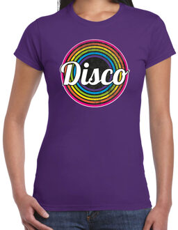 Bellatio Decorations Disco t-shirt dames - disco - paars - jaren 80/80's - carnaval/foute party L