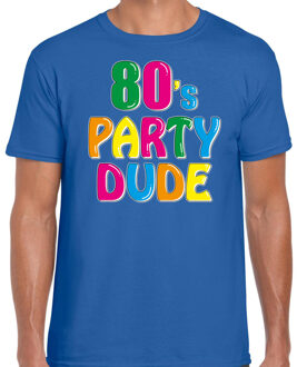 Bellatio Decorations Disco t-shirt heren - 80's party dude - blauw - jaren 80 - carnaval/foute party 2XL