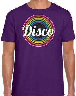 Bellatio Decorations Disco t-shirt heren - disco - paars - jaren 80/80's - carnaval/foute party 2XL