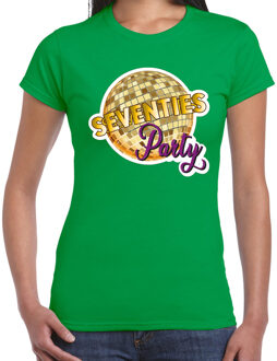 Bellatio Decorations Disco T-shirt voor dames - groen - 70s party - disco bol - Jaren 70 - themafeest XS