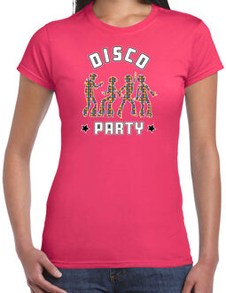Bellatio Decorations Disco verkleed t-shirt dames - jaren 80 feest outfit - disco party Roze