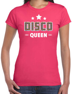 Bellatio Decorations Disco verkleed t-shirt dames - jaren 80 feest outfit - disco queen Roze