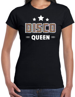 Bellatio Decorations Disco verkleed t-shirt dames - jaren 80 feest outfit - disco queen Zwart