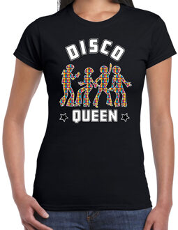 Bellatio Decorations Disco verkleed t-shirt dames - jaren 80 feest outfit - disco queen Zwart