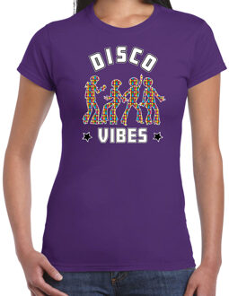 Bellatio Decorations Disco verkleed t-shirt dames - jaren 80 feest outfit - disco vibes Paars