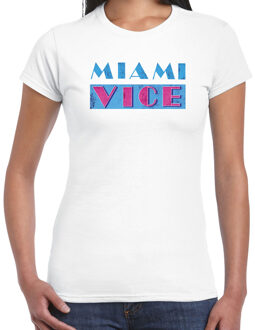 Bellatio Decorations disco verkleed t-shirt dames - jaren 80 feest outfit - miami vice - wit 2XL