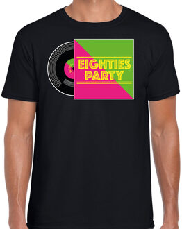 Bellatio Decorations Disco verkleed T-shirt heren - 80s party - zwart - jaren 80 feest - carnaval XL