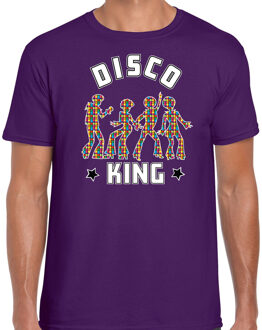 Bellatio Decorations disco verkleed t-shirt heren - jaren 80 feest outfit - disco king - paars L