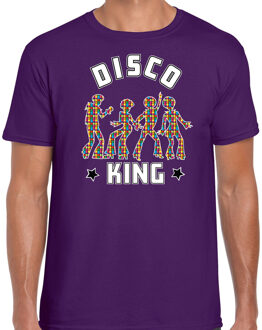 Bellatio Decorations Disco verkleed t-shirt heren - jaren 80 feest outfit - disco king - paars