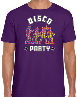 Bellatio Decorations disco verkleed t-shirt heren - jaren 80 feest outfit - disco party - paars 2XL