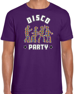 Bellatio Decorations Disco verkleed t-shirt heren - jaren 80 feest outfit - disco party - paars
