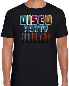 Bellatio Decorations disco verkleed t-shirt heren - jaren 80 feest outfit - disco party - zwart 2XL