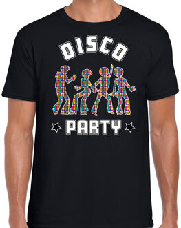 Bellatio Decorations Disco verkleed t-shirt heren - jaren 80 feest outfit - disco party - zwart L