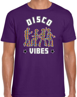 Bellatio Decorations Disco verkleed t-shirt heren - jaren 80 feest outfit - disco vibes - paars