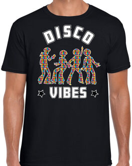 Bellatio Decorations disco verkleed t-shirt heren - jaren 80 feest outfit - disco vibes - zwart 2XL