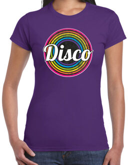 Bellatio Decorations Disco verkleed t-shirt voor dames - disco - paars - jaren 80/80's - carnaval/foute party