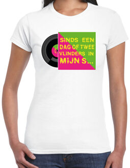 Bellatio Decorations Disco verkleed t-shirt voor dames - doe maar lekker 80s party - wit - jaren 80 feest/carnaval S